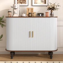 Load image into Gallery viewer, Fluted Liquor & Coffee Bar Cabinet With 6 Wine Racks And 3 Glass Holders