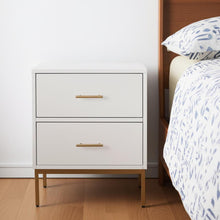 Load image into Gallery viewer, Lines 2 Drawer Nightstand - White / Gold
