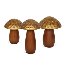 Load image into Gallery viewer, Mushroom Tabletop Sculptures (Set of 3) - Brown / Gold