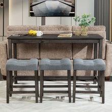 Load image into Gallery viewer, 4 Piece Bar Table Set With Power Outlet, 3 Padded Stools