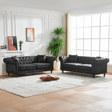 Load image into Gallery viewer, Chesterfield 3 And 3 Seater Sofa Set High Tech Fabric Roll Armrest Upholstered Couch