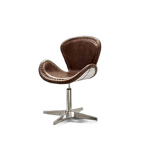 Load image into Gallery viewer, Faux Leather Distressed Swivel Arm Chair - Brown And Silver