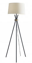 Load image into Gallery viewer, Tripod Floor Lamp With White Empire Shade - Black
