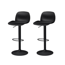 Load image into Gallery viewer, Contemporary Heavy Duty Plastic And Metal Low Back Adjustable Height Swivel Bar Chairs (Set of 2) - Black