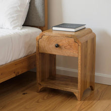 Load image into Gallery viewer, 16" Solid Wood One Drawer Scallop Edge Nightstand - Oak