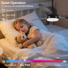 Load image into Gallery viewer, Ceiling Fan With Light, 3 Blades, Remote Control, 6 Speed Reversible DC Motor For Living Room - Black