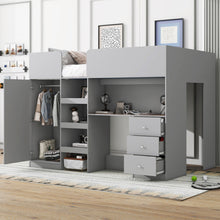 Load image into Gallery viewer, Loft Bed With Built In Wardrobe, Desk, Shelves, And Drawers