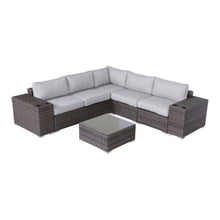 Load image into Gallery viewer, Modern Patio Rattan Sectional Set With Cushions