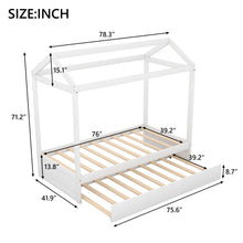 Load image into Gallery viewer, House Bed With Trundle In, Twin Size - White