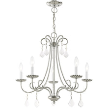 Load image into Gallery viewer, Five Light Metal Dimmable Chandelier With Shades - Silver / Clear