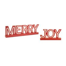 Load image into Gallery viewer, Christmas Tabletop Sign With LED (Set of 2) - Red / White