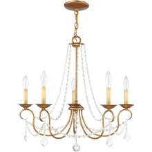Load image into Gallery viewer, 23" Five Light Dimmable Chandelier With Shades - Antiqued Gold