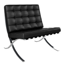 Load image into Gallery viewer, Italian Leather Tufted Lounge Chair - Black And Silver