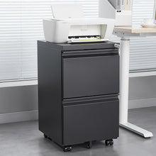 Load image into Gallery viewer, 2 Drawer File Cabinet With Lock, Metal Under Desk Rolling Filing Cabinet Fits Letter / Legal / A4 Size For Home Office, Mobile Filing Cabinet
