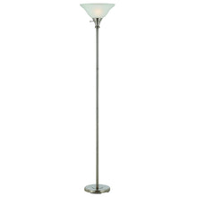 Load image into Gallery viewer, Torchiere Floor Lamp With Clear Frosted Glass Dome Shade - Nickel