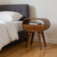 Load image into Gallery viewer, 21" Modern Solid Wood Oval One Drawer Nightstand - Brown