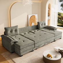 Load image into Gallery viewer, U-Shaped Sleeper Sofa With Pull Out Bed, Removable Armrests & USB Ports For Living Room