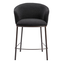 Load image into Gallery viewer, 26" Shearling And Steel Counter Height Bar Chair - Black / Bronze