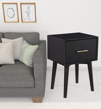 Load image into Gallery viewer, Mid Century Mod Wood End Table With Drawer - Black