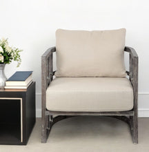 Load image into Gallery viewer, Fabric Distressed Barrel Chair - Cream / Brown
