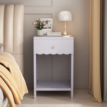 Load image into Gallery viewer, Nightstand With Drawer And Open Shelf, Scalloped Edge Bedside Table
