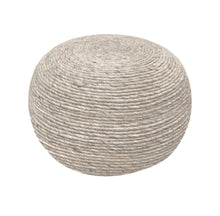 Load image into Gallery viewer, Wool Round Ribbed Pouf Ottoman - Gray