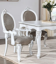 Load image into Gallery viewer, Upholstered Faux Leather Solid Wood King Louis Back Dining Arm Chairs (Set of 2) - Gray