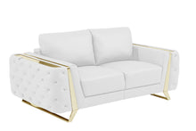Load image into Gallery viewer, Genuine Leather Loveseat - White / Gold