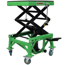 Load image into Gallery viewer, Hydraulic Motorcycle Scissor Jack Lift With Foot Step And Wheels For Dirt Bikes - Black / Green