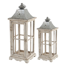 Load image into Gallery viewer, Wooden Candle Lantern Decorative, Hurricane Lantern Holder Decor For Indoor Outdoor, Home Garden - Ivory