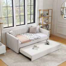 Load image into Gallery viewer, Upholstered Daybed With Trundle With Vertical Stripes