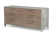 Load image into Gallery viewer, Gray Solid Wood Six Drawer Dresser - Brown Oak