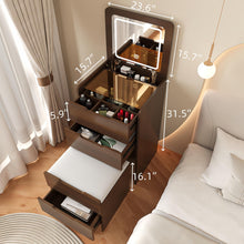Load image into Gallery viewer, 3 In 1 Vanity Desk With Flip Top Mirror, Compact Makeup Table With Glass Top And 3 Drawers