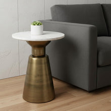 Load image into Gallery viewer, 20" Metal Round End Table Trunk Storage - Antiqued Brass