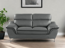 Load image into Gallery viewer, Silver Legs Leather Sofa - Gray
