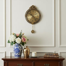 Load image into Gallery viewer, Silent Pendulum Ornate Round Wall Clock (626560) - Gold / Silver