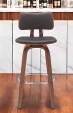 Load image into Gallery viewer, Faux Leather Swivel Low Back Bar Height Bar Chair - Brown And Wood Brown