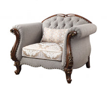 Load image into Gallery viewer, Fabric and Cherry Floral Arm Chair 48" - Beige