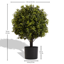 Load image into Gallery viewer, Artificial Ball Topiary Tree Decoration In Pot (Set of 2) - Green