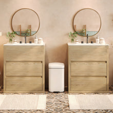 Load image into Gallery viewer, Double Sinks Bathroom Vanity Set With 2 Ceramic Basins