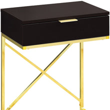 Load image into Gallery viewer, Wood And Metal End Table With Drawer - Gold And Black