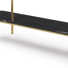 Load image into Gallery viewer, Genuine Marble And Stone Console Table With Shelf - White / Gold