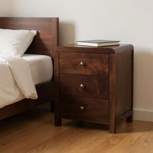 Load image into Gallery viewer, 24" Solid Wood Three Drawer Nightstand - Walnut