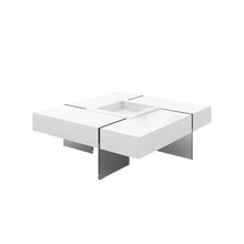 Load image into Gallery viewer, 47" Wood And Glass Square Sled Coffee Table - White / Clear