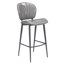 Load image into Gallery viewer, Faux Leather And Steel Low Back Bar Height Bar Chair - Gray And Black