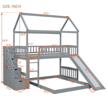 Load image into Gallery viewer, House Bunk Bed With Slide