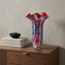 Load image into Gallery viewer, Abstract Wavy Murano Table Vase - Blue / Red / White