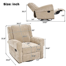 Load image into Gallery viewer, Manual Recliner Chair With Swivel Rocker Function, Dual Recline Angles