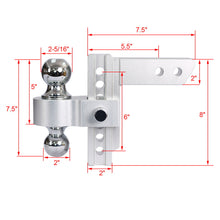 Load image into Gallery viewer, Alu - Adjustable Trailer Drop Hitch With 2" Receiver, 6" Adjustment - Silver