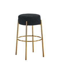 Load image into Gallery viewer, Round High Bar Stools (Set of 2), Contemporary Upholstered Dining Stools For Kitchens, Coffee Shops And Bar Stores - Gold Legs